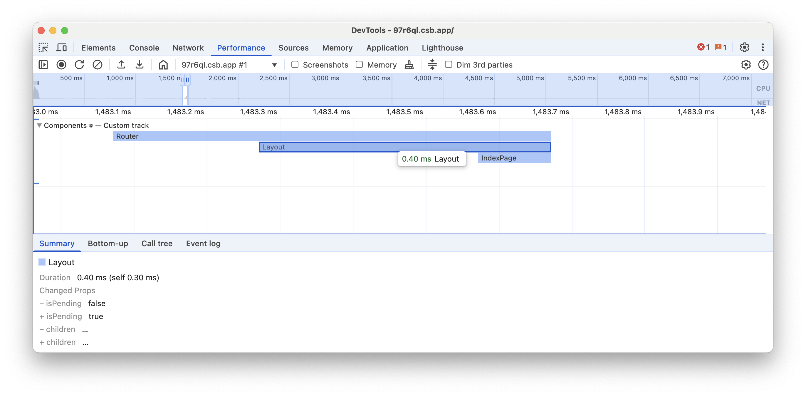 Components track: changed props